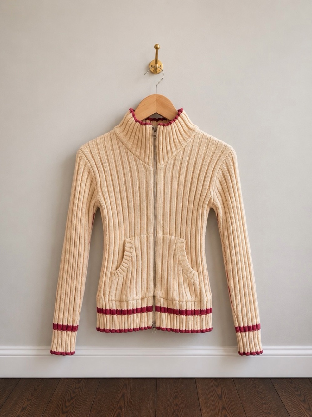 Jacadi Cream Ribbed Zip Jacket